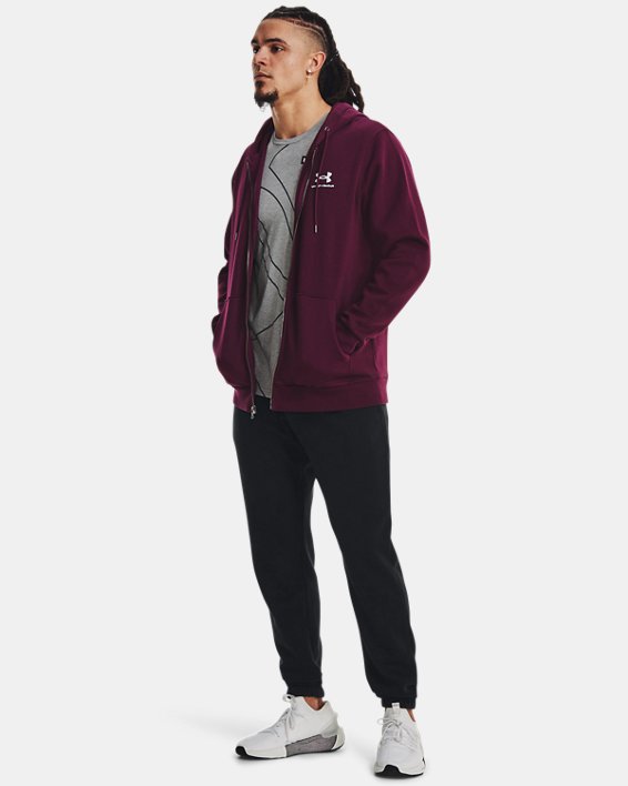 Herren UA Essential Fleece-Hoodie mit durchgehendem Zip, Purple, pdpMainDesktop image number 2